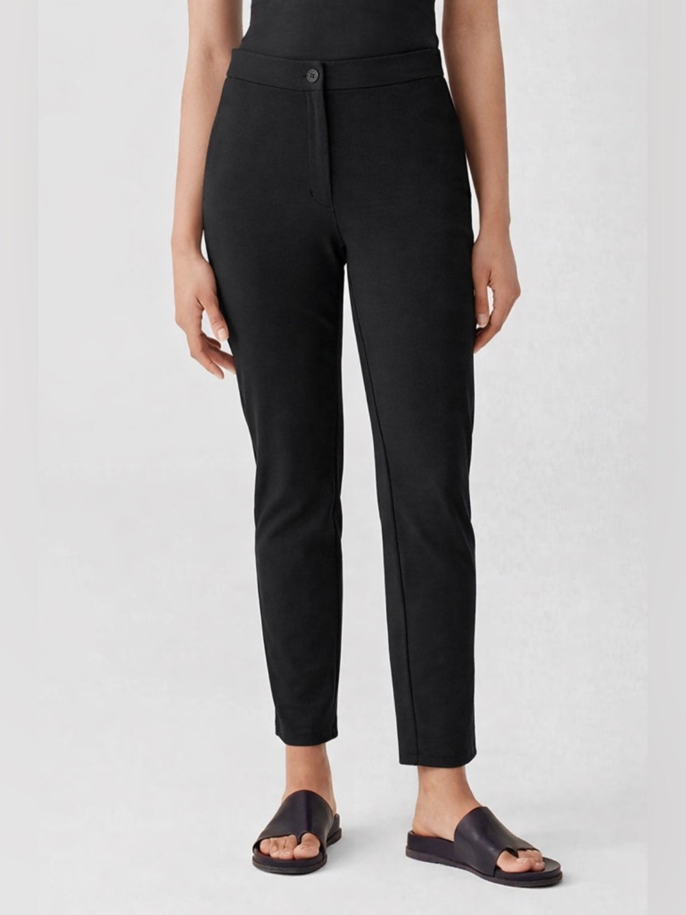 Eileen Fisher Cotton Blend Ponte Slim Pant Slim Fit, Ankle Length Size Small